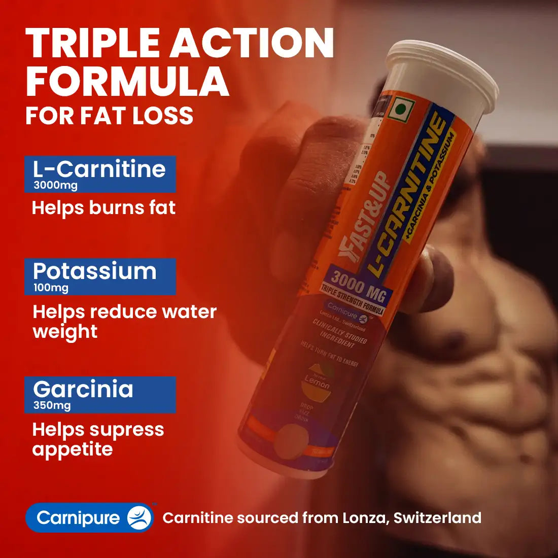 Fast&Up L-Carnitine Triple Action Formula for Fat Loss - one of the best weight loss products in India