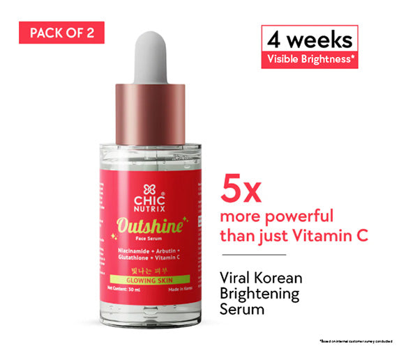 Outshine Korean Face Serum – Fades Dark Spots & Brightens Skin with Glutathione, Niacinamide & Vitamin C