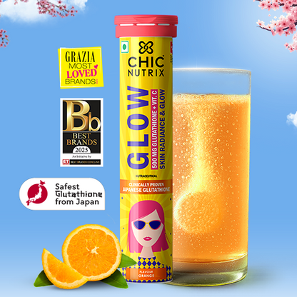Glow - Glutathione Tablets for Skin Glow, Radiant & Even-Toned Skin - Orange