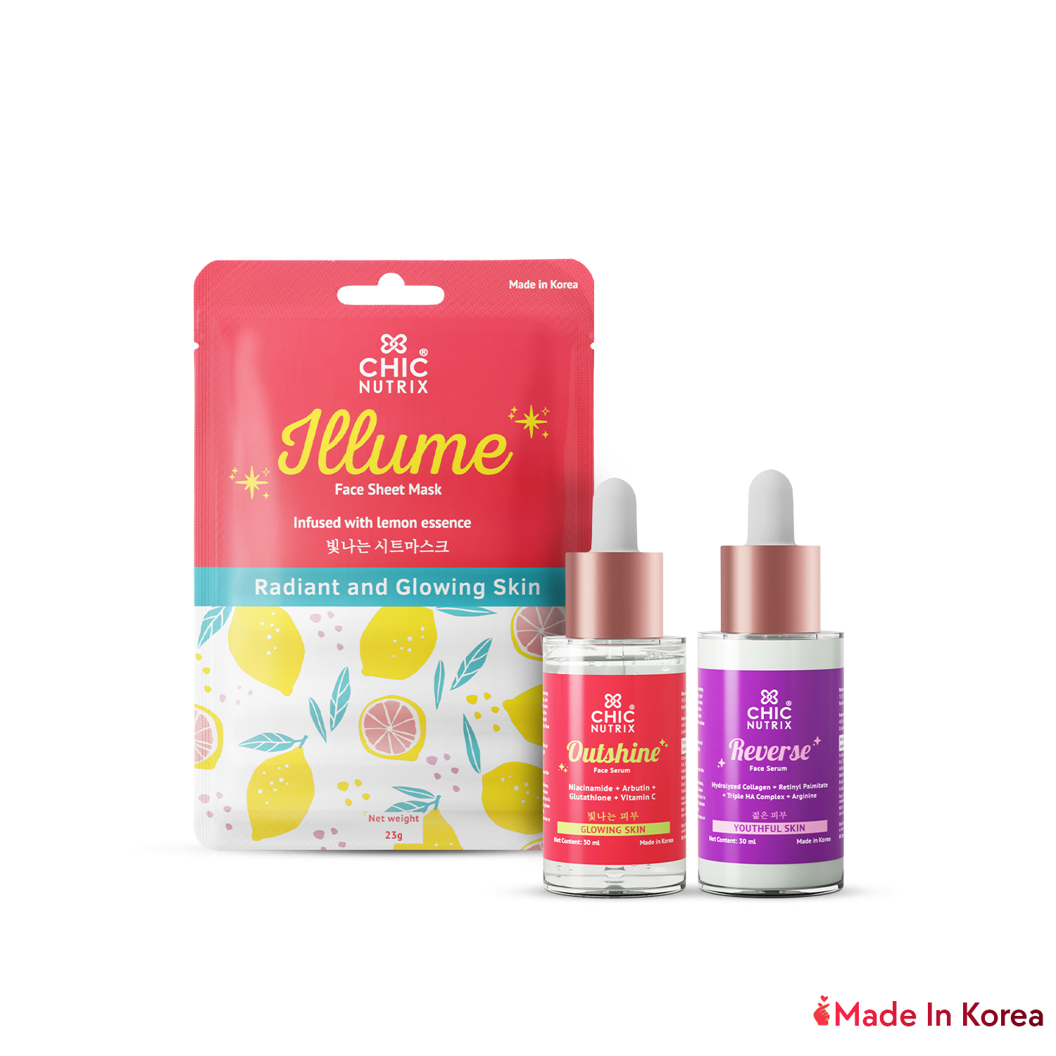 Chicnutrix Outshine + Reverse + Illume – Brightening and Anti-Aging Combo