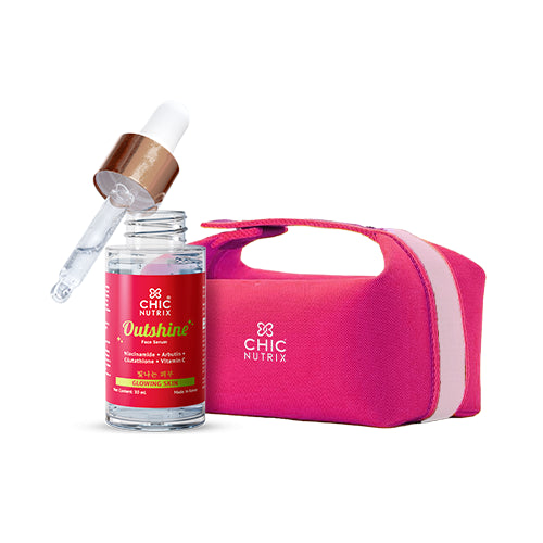 Outshine Korean Face Serum + Make up Pouch