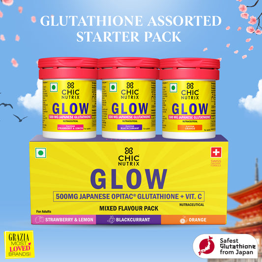 Glow - Glutathione Tablets for Glowing & Brightening Skin - Assorted Starter Pack