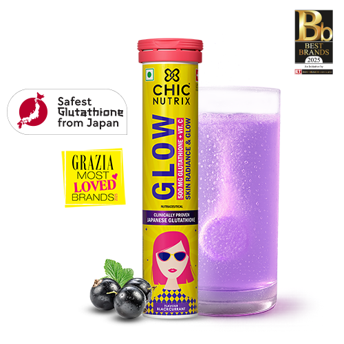 Glow - Glutathione Tablets for Skin Glow & Brightening - Blackcurrant