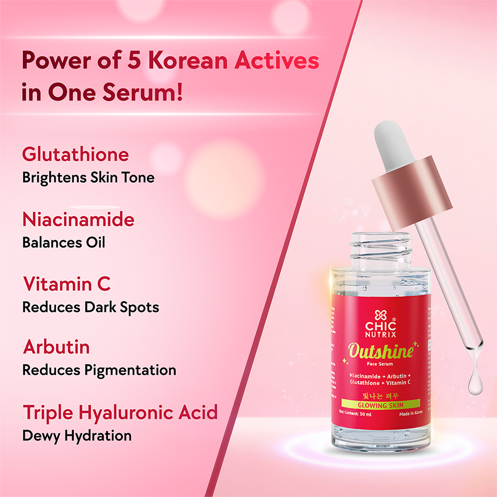 Outshine Korean Face Serum + Make up Pouch