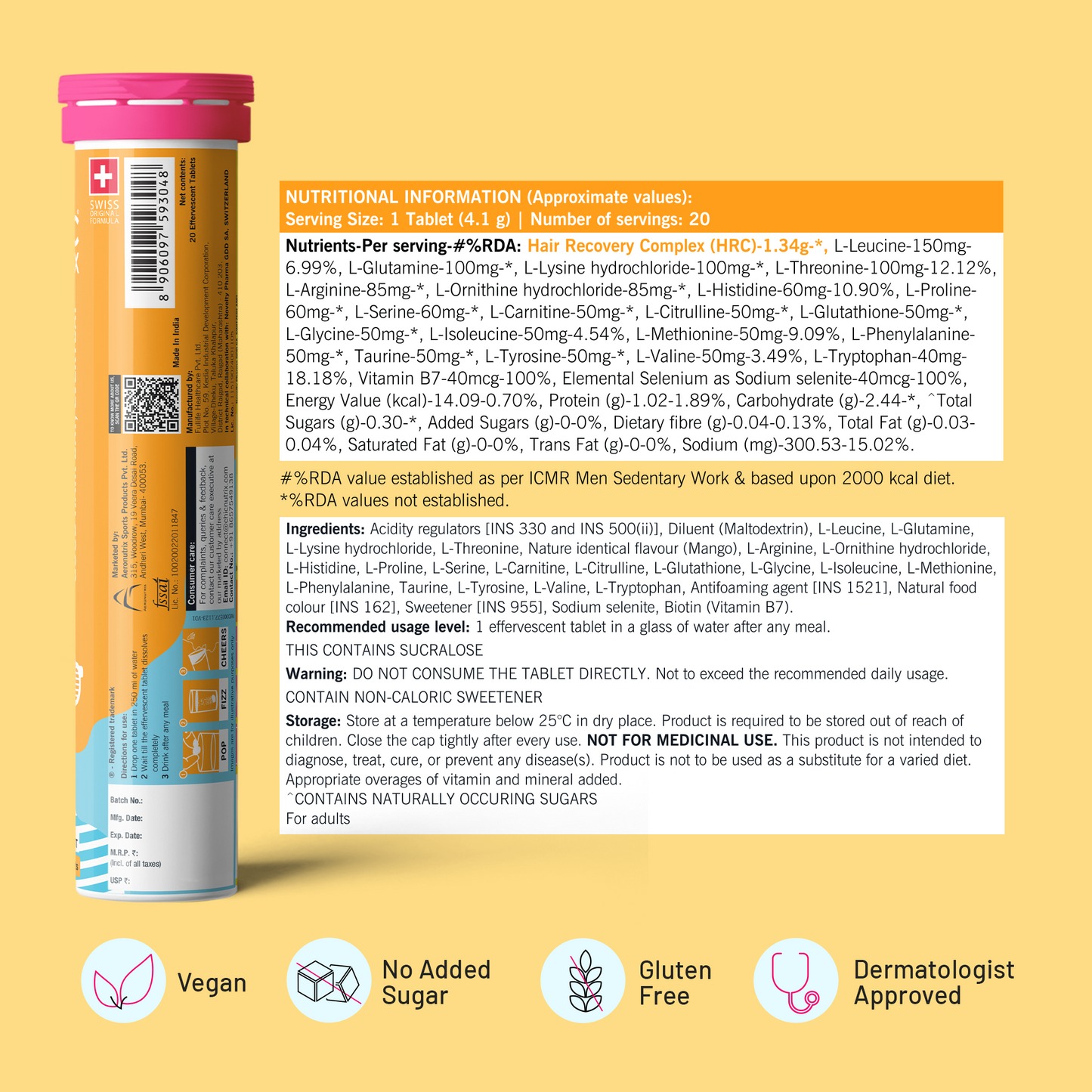 Bounce – Keratin Boosters & Biotin for Hair Growth & Hair Fall Control - Mango