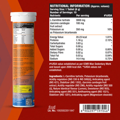 Nutritional Information of Fast&Up L-Carnitine