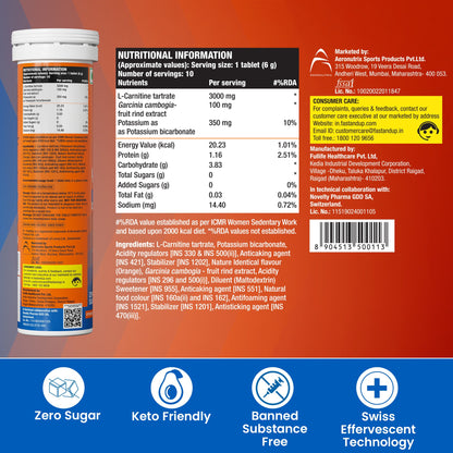 L-Carnitine 3000mg for Weight Loss - Orange