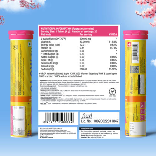 Glow - Glutathione Tablets for Skin Glow, Radiant & Even-Toned Skin - Orange