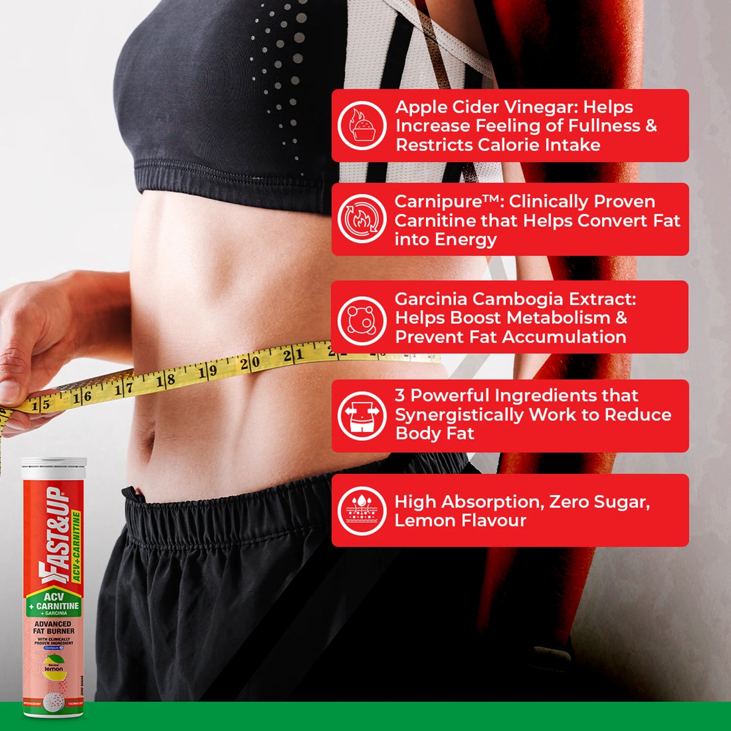 Fast&Up ACV + Carnitine + Garcinia for Weight Loss - Lemon