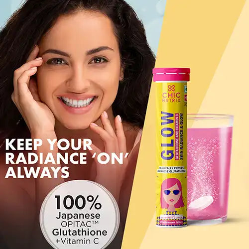 Chicnutrix Glow Glutathione Tablets – 100% Japanese OPITAC™ Glutathione & Vitamin C for Skin Brightening