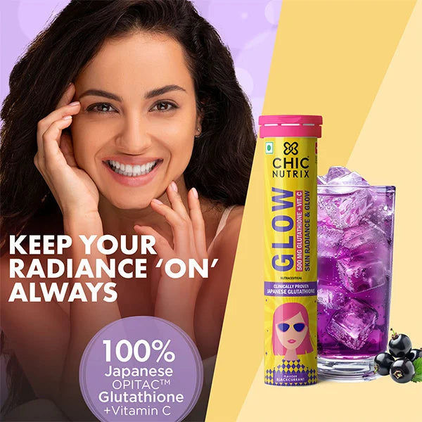 Chicnutrix Glow Glutathione Tablets – 100% Japanese OPITAC™ Glutathione & Vitamin C for Skin Brightening - Black Currant