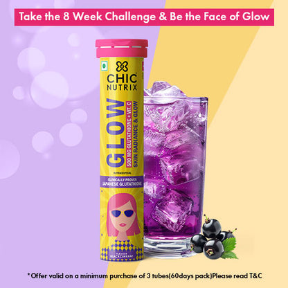 Chicnutrix Glow Glutathione Tablets – 8-Week Challenge for Skin Radiance & Glow - Black Currant