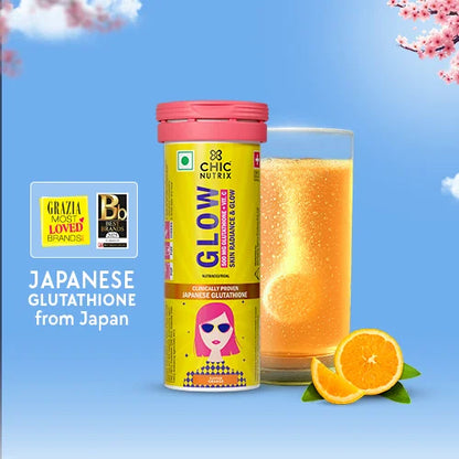 Glow - Glutathione Tablets for Skin Glow, Radiant & Even-Toned Skin - Orange