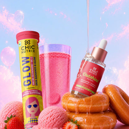 chic glow glutathione Glutathione Tablets + Face Serum Combo for Glowing Skin
