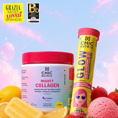 Chicnutrix Glow Strawberry Lemon with Mighty Collagen Combo