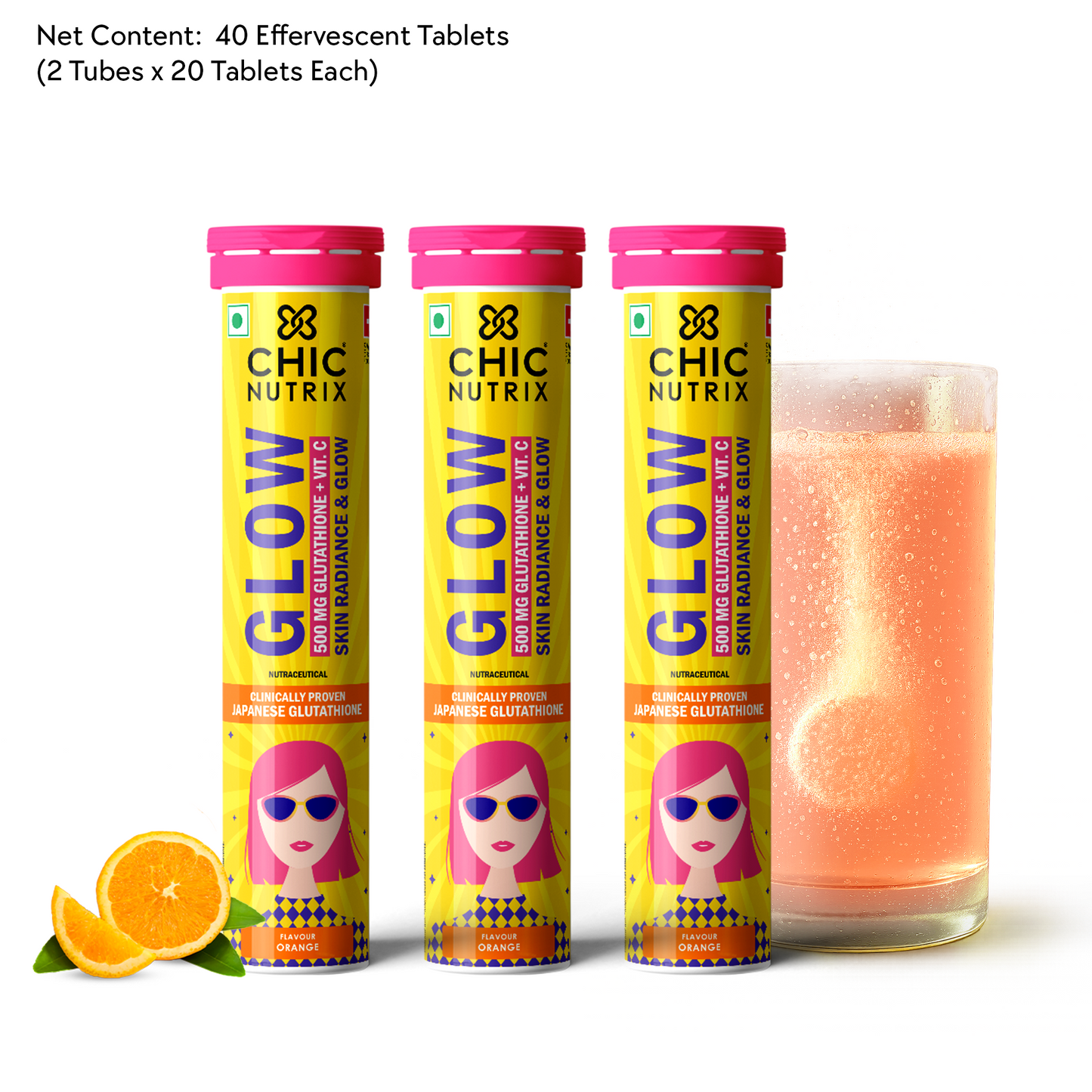 Glow – Glutathione Tablets for Skin Glow & Even-Toned Skin - Orange
