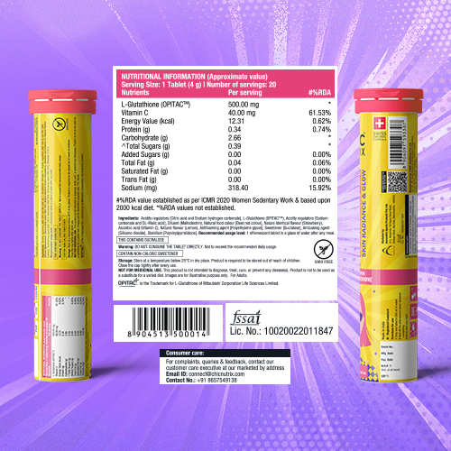 Glow – Glutathione Tablets for Skin Glow & Even-Toned Skin - Strawberry & Lemon