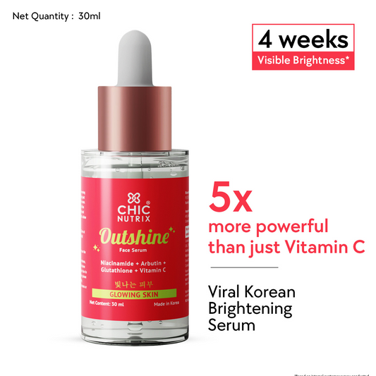 Outshine Korean Face Serum – Fades Dark Spots & Brightens Skin with Glutathione, Niacinamide & Vitamin C