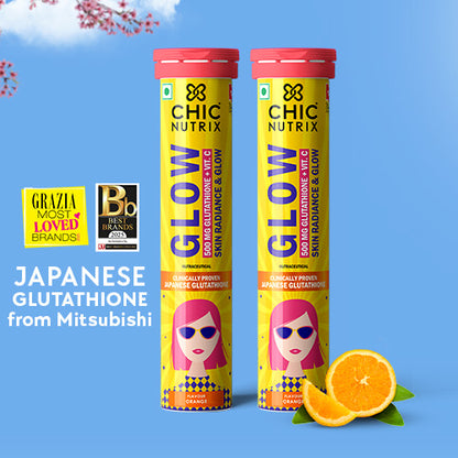 Glow - Glutathione Tablets for Skin Glow, Radiant & Even-Toned Skin - Orange