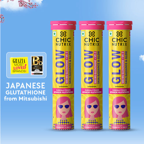 Glow - Best Glutathione Skin Glow Tablets For Even-Toned Skin - Strawberry & Lemon