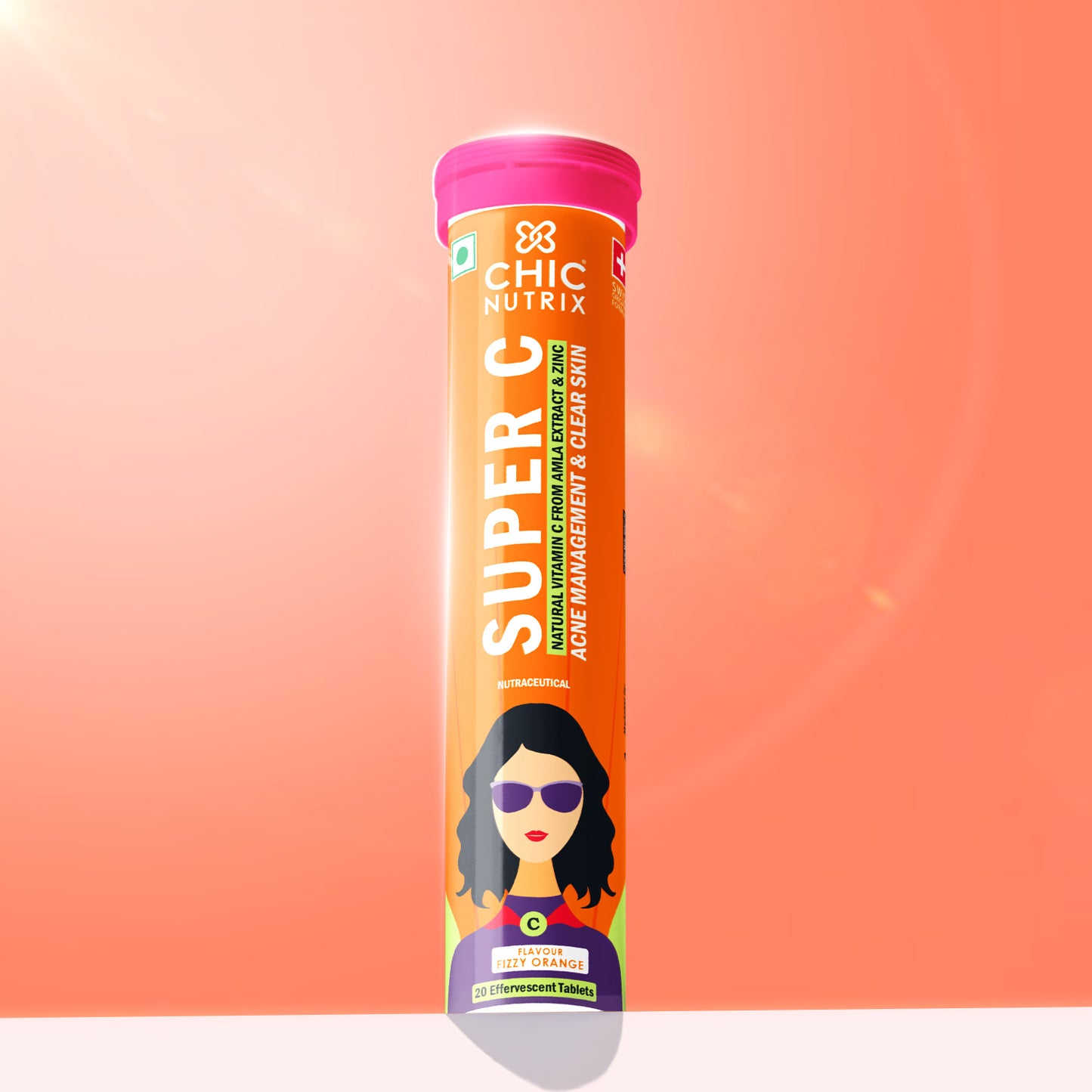 Chicnutrix Super C Vitamin C Effervescent Tablets | 1000mg Amla Extract with Vitamin C & Zinc
