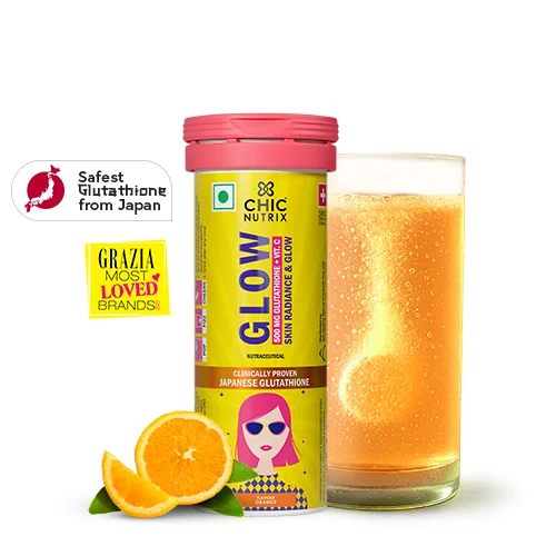 Glow - Glutathione Tablets for Skin Glow, Radiant & Even-Toned Skin - Orange