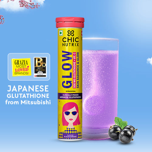 Glow - Glutathione Tablets for Skin Glow & Brightening - Blackcurrant