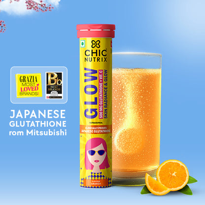 Glow - Glutathione Tablets for Skin Glow, Radiant & Even-Toned Skin - Orange