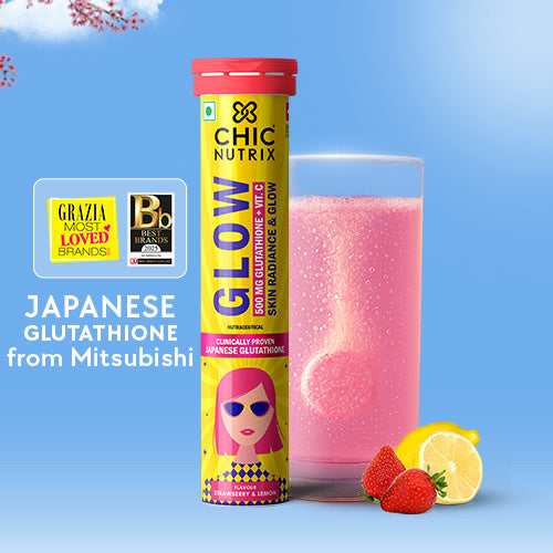 Glow - Glutathione Tablets for Glowing & Brightening Skin - Strawberry & Lemon