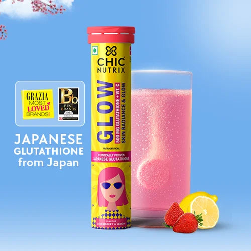 Glow - Glutathione Tablets for Glowing & Brightening Skin - Strawberry & Lemon