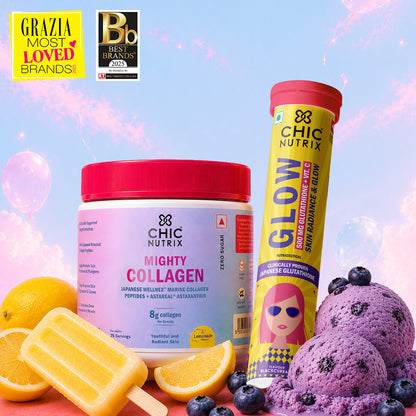 Chicnutrix Glow Blackcurrant with Mighty Collagen Combo Chicnutrix Glow Blackcurrant with Mighty Collagen Combo