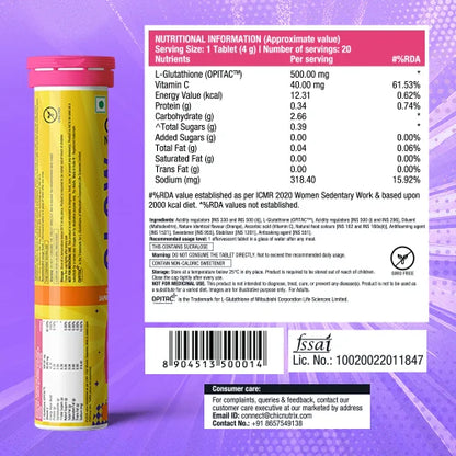 Glow – Glutathione Tablets for Skin Glow & Even-Toned Skin - Orange