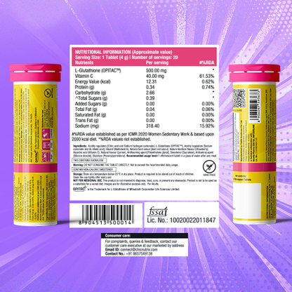 Glow – Glutathione Tablets for Skin Glow & Even-Toned Skin - Strawberry & Lemon