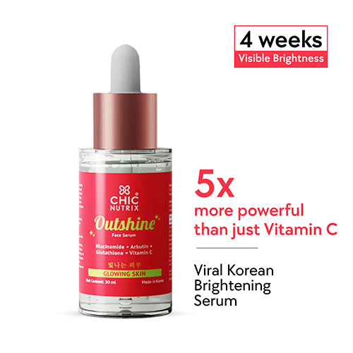 Outshine Korean Face Serum – Fades Dark Spots & Brightens Skin with Glutathione, Niacinamide & Vitamin C
