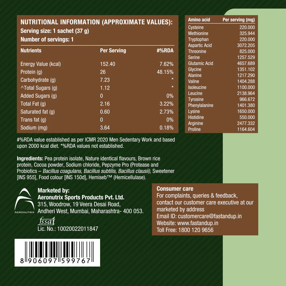 Plant Protein - Rich Chocolate - Single Serving Sachet